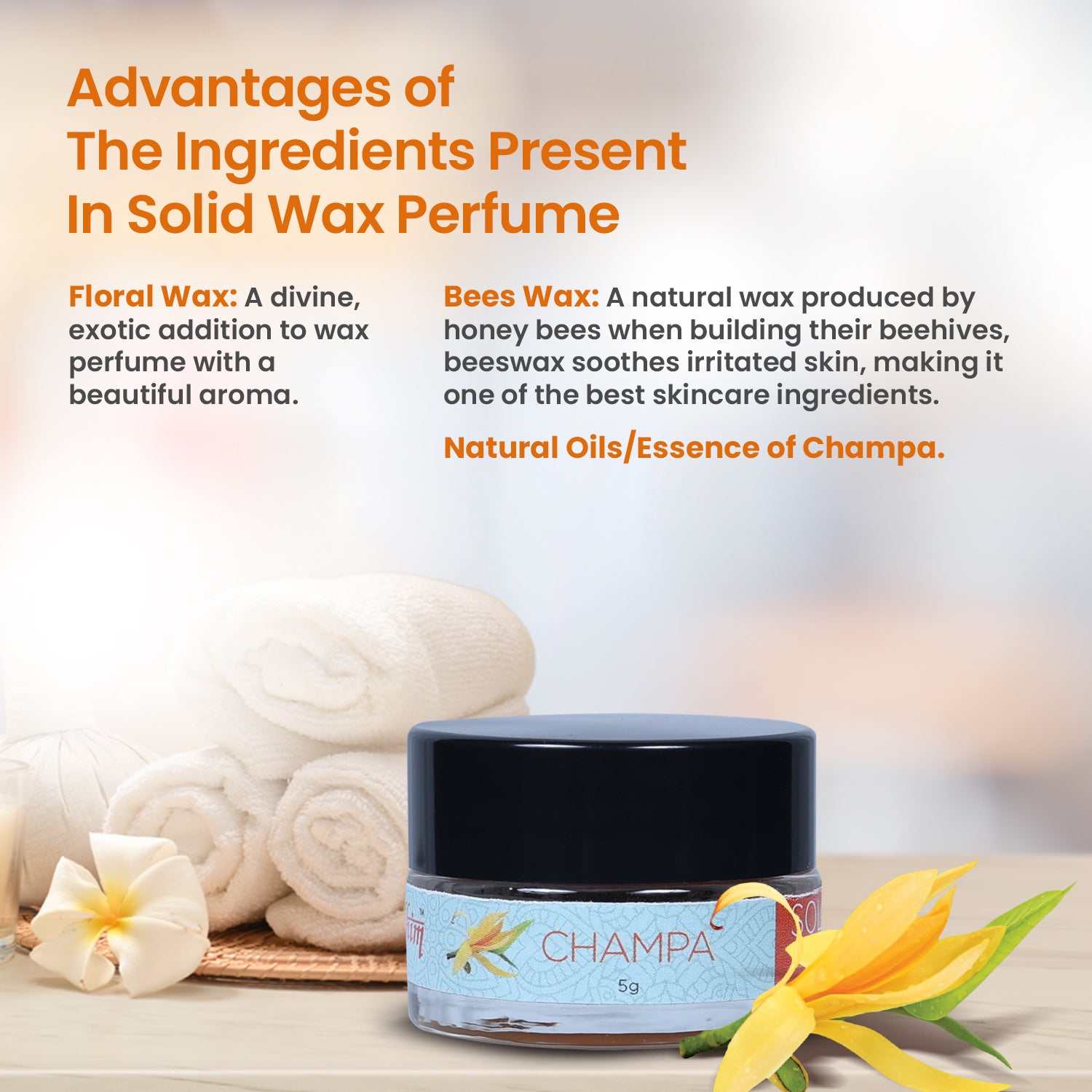 Solid Wax Perfume Champa Fragrance - 5gms