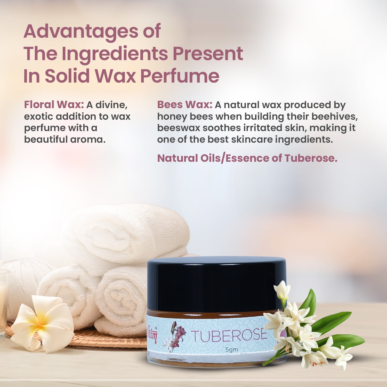 Solid Wax Perfume Tuberose Fragrance - 5gms