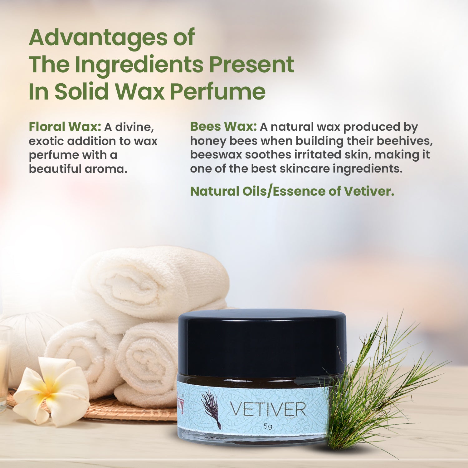 Solid Wax Perfume Vetiver Fragrance - 5gms