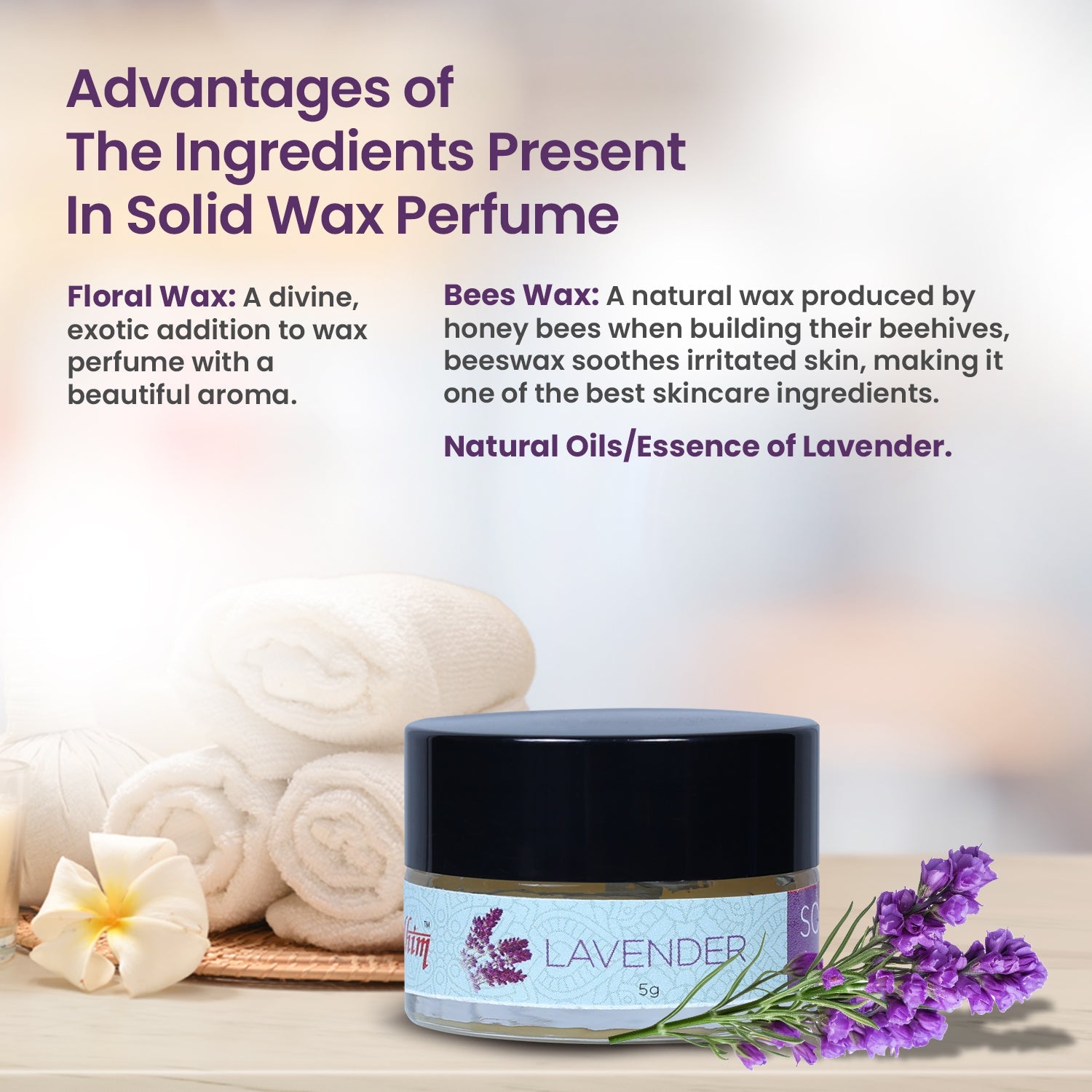 Solid Wax Perfume Lavender Fragrance - 5gms
