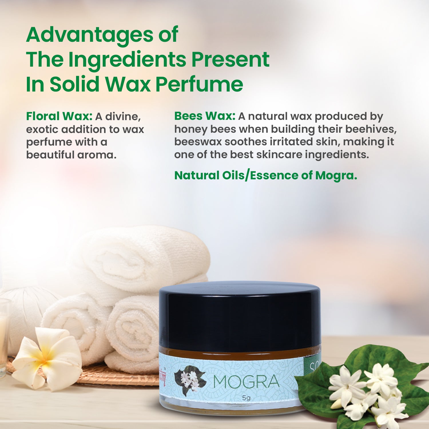 Solid Wax Perfume Mogra Fragrance - 5gms