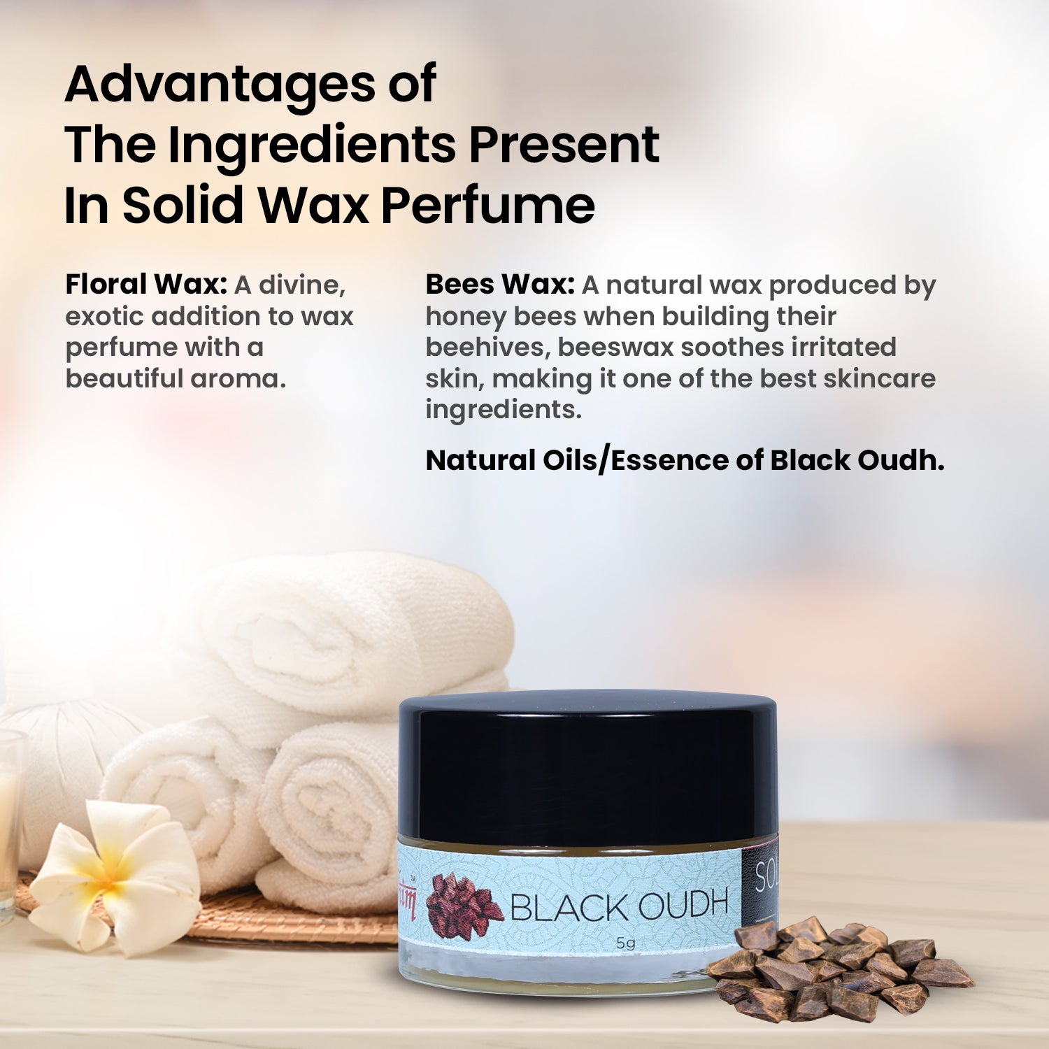 Solid Wax Perfume Black Oudh Fragrance - 5gms
