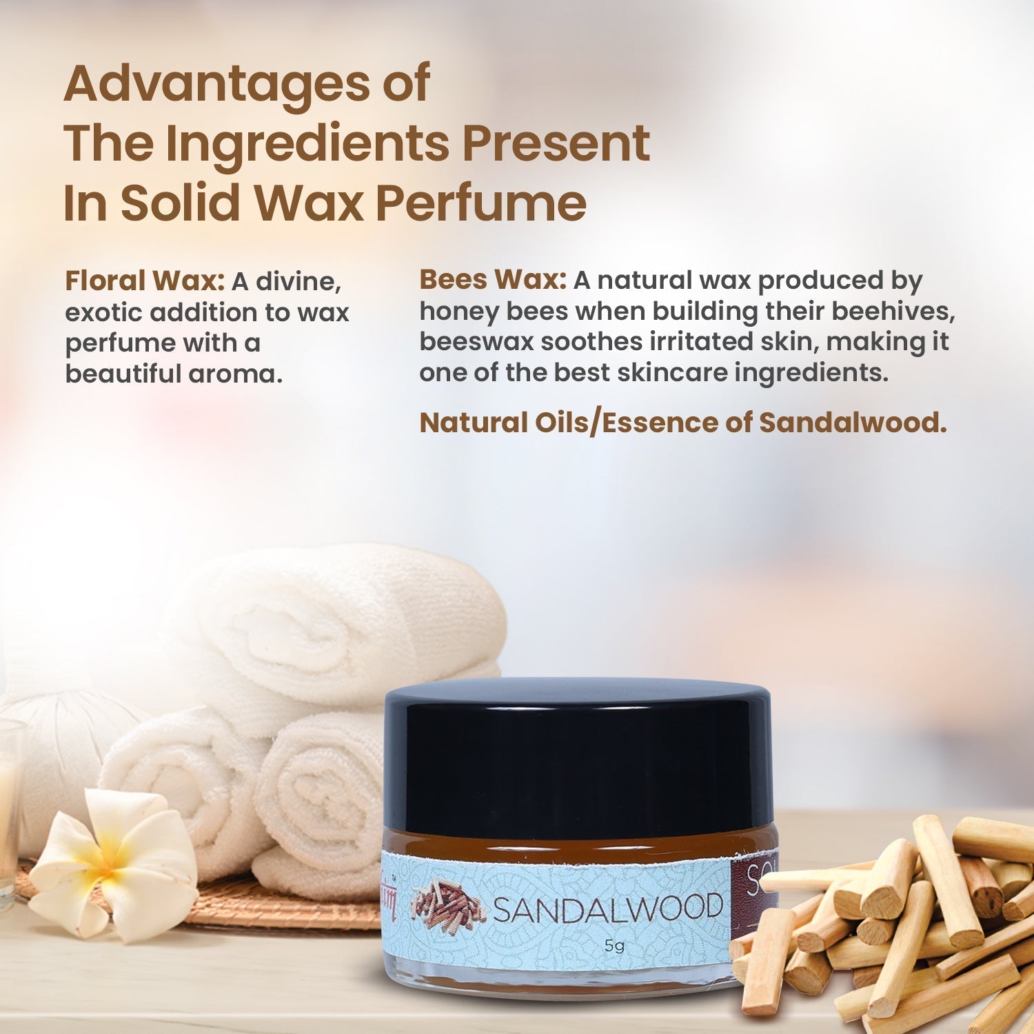 Solid Wax Perfume Sandalwood Fragrance - 5gms