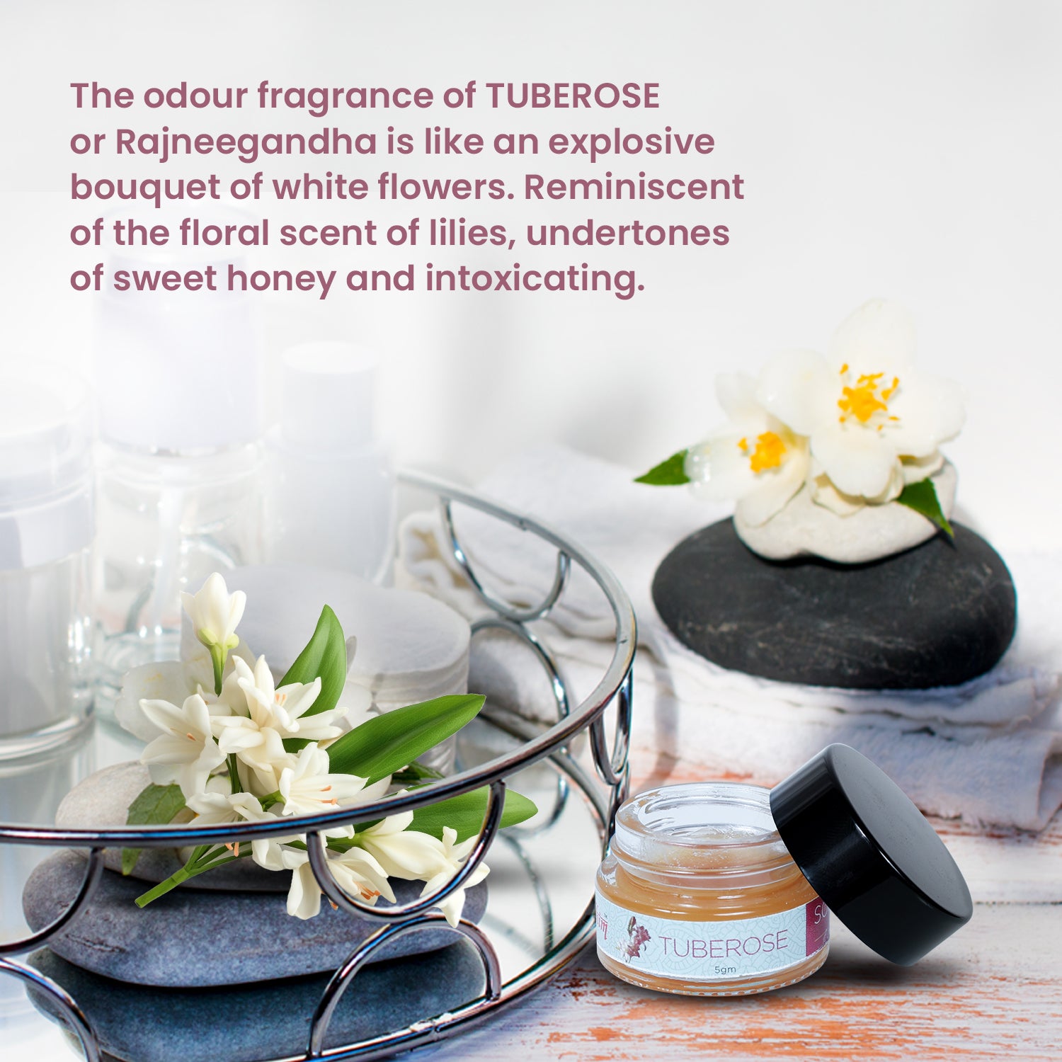 Solid Wax Perfume Tuberose Fragrance - 5gms