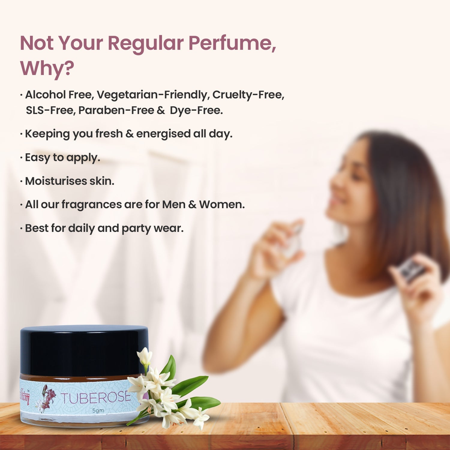 Solid Wax Perfume Tuberose Fragrance - 5gms