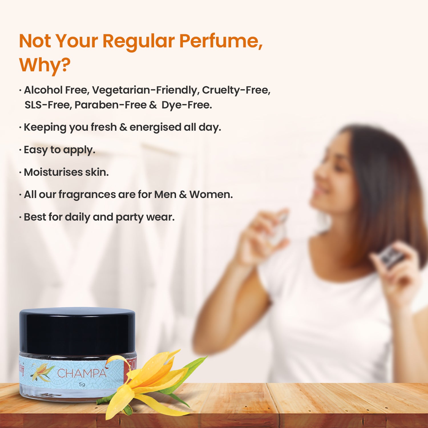 Solid Wax Perfume Champa Fragrance - 5gms