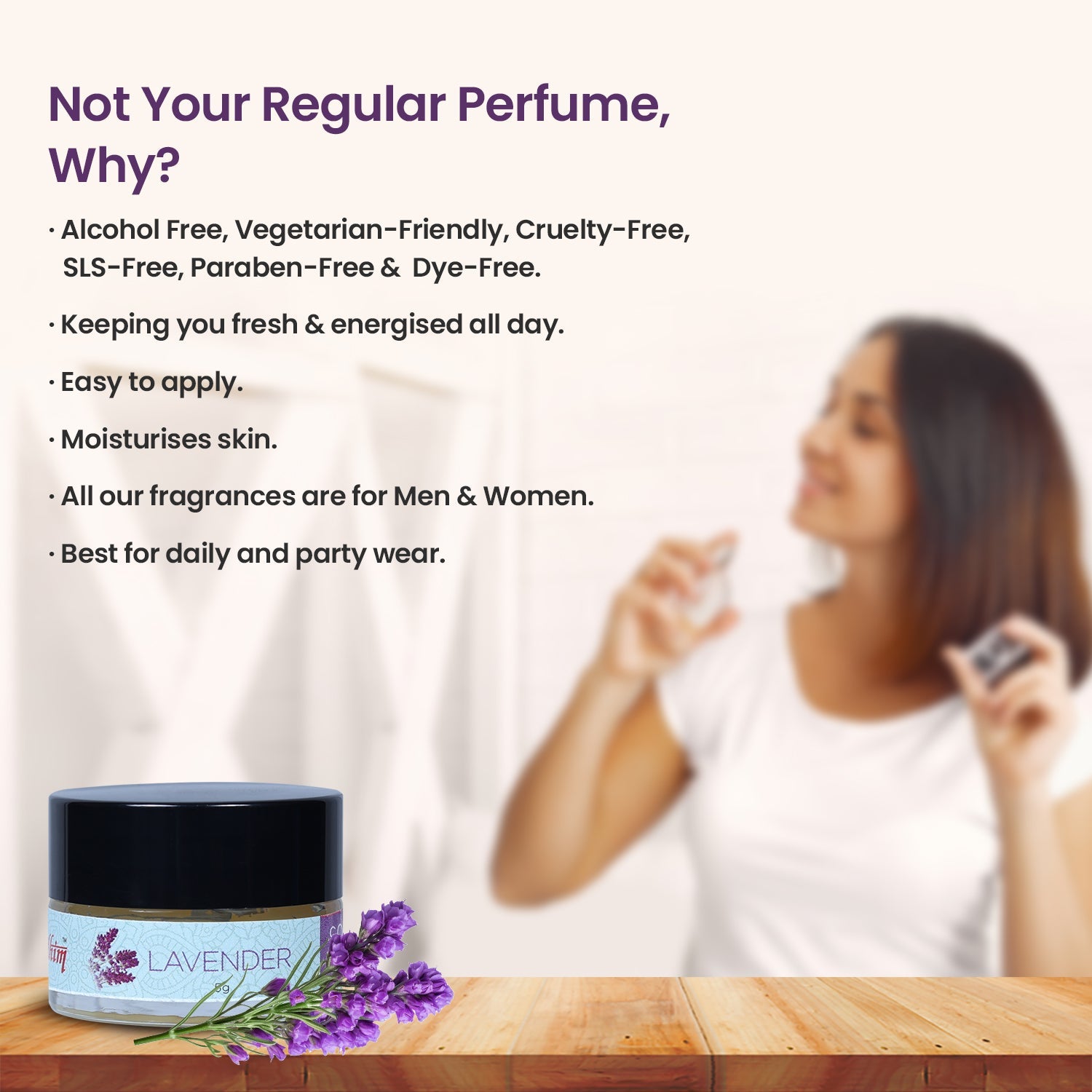 Solid Wax Perfume Lavender Fragrance - 5gms