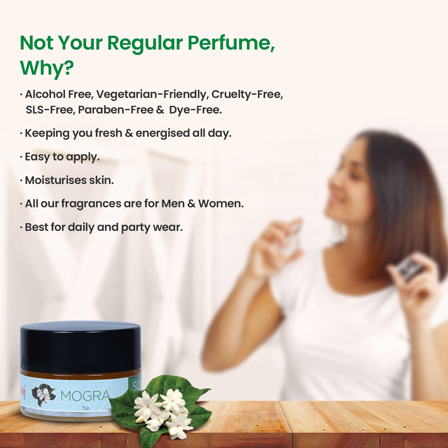Solid Wax Perfume Mogra Fragrance - 5gms