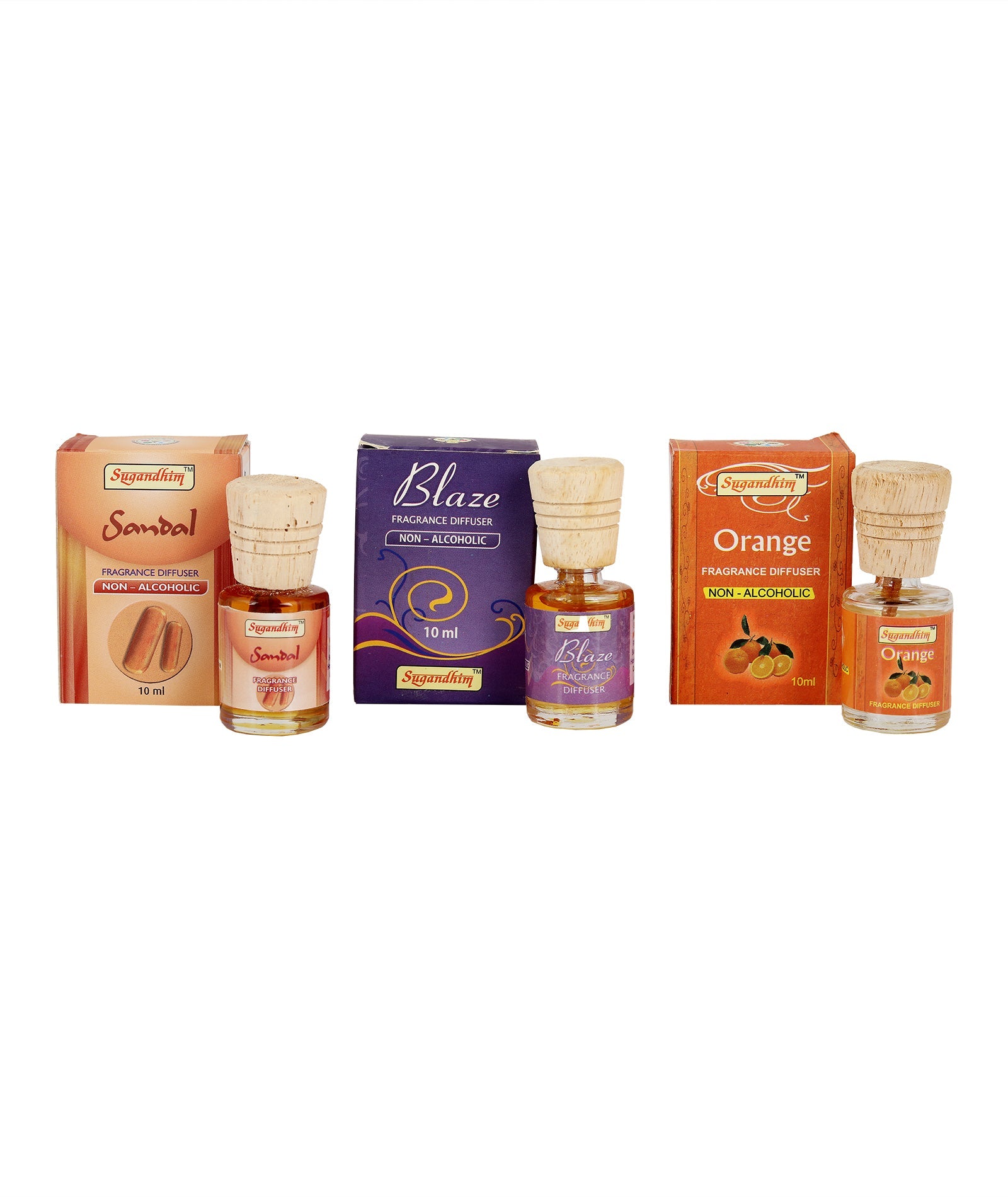 Fragrance Diffuser - Sandal, Blaze & Orange - 10mlX3