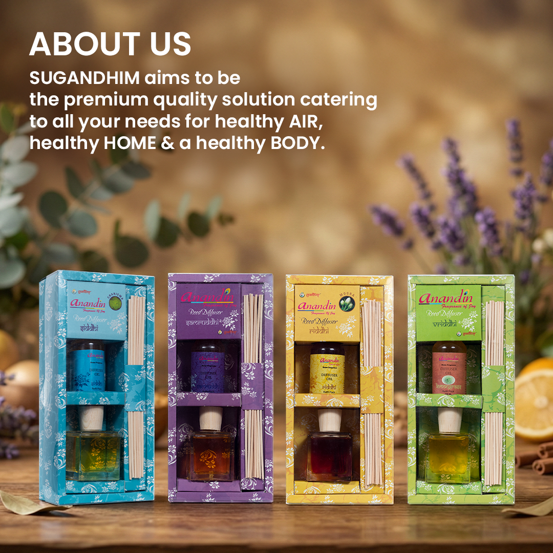 Anandin Reed Diffuser - Vriddhi/Lemongrass Fragrance - 200ml+10Sticks