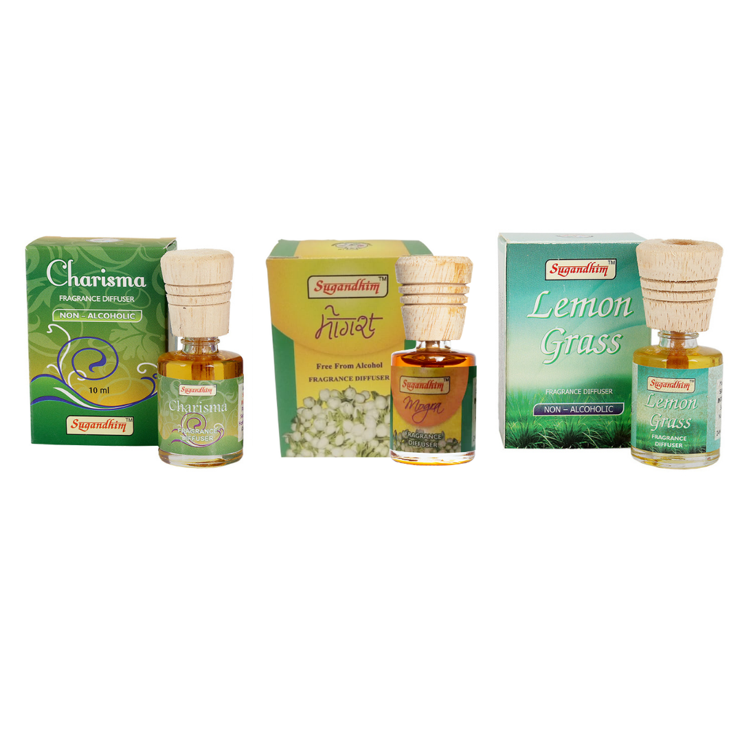 Fragrance Diffuser - Charisma, Mogra & Lemongrass - 10mlX3
