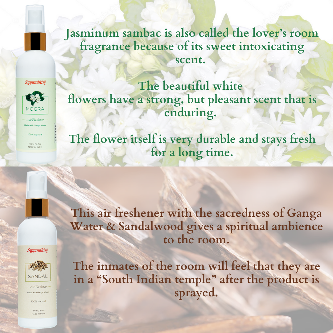 Air Freshner Spiritual Duo - Sandal & Mogra fragrances - 100mlX2