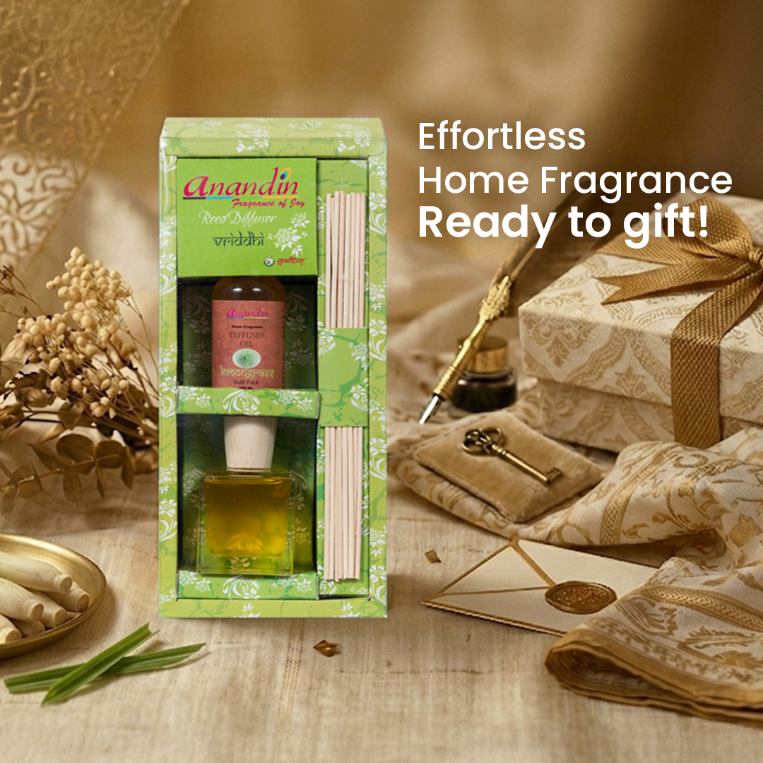 Anandin Reed Diffuser - Vriddhi/Lemongrass Fragrance - 200ml+10Sticks