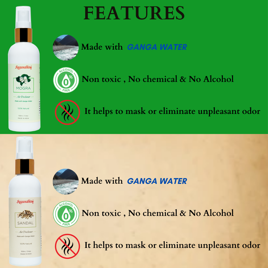 Air Freshner Spiritual Duo - Sandal & Mogra fragrances - 100mlX2