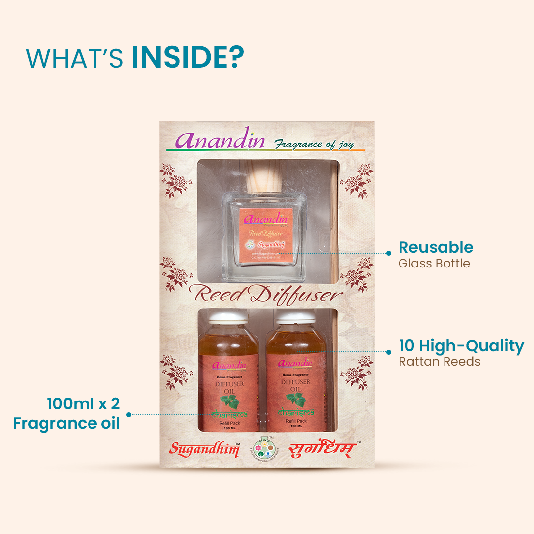 Anandin Reed Diffuser - Charisma Fragrance - 200ml + 10 Sticks