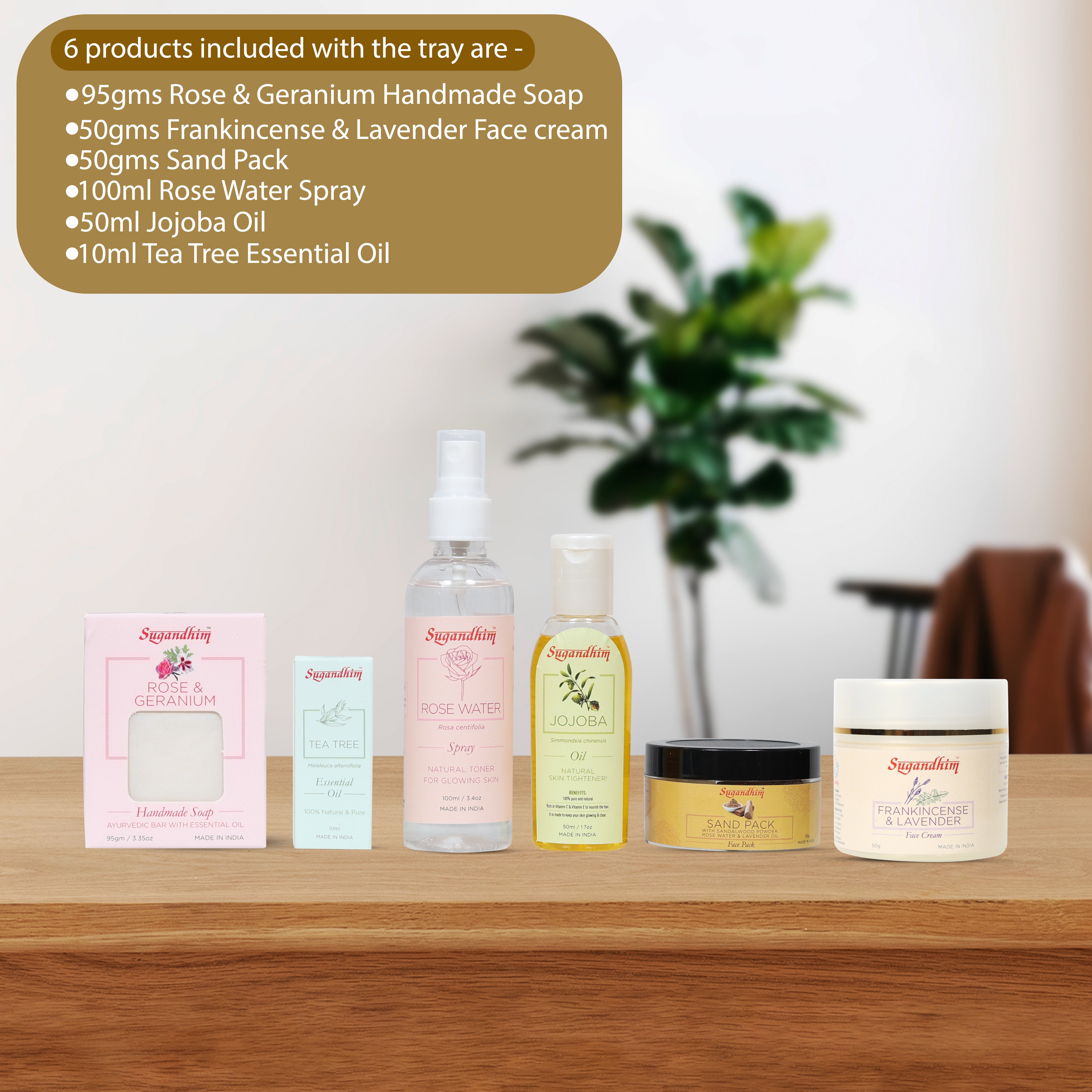 Sugandhim Facial Kit Gift - 6 Products with Wooden Tray