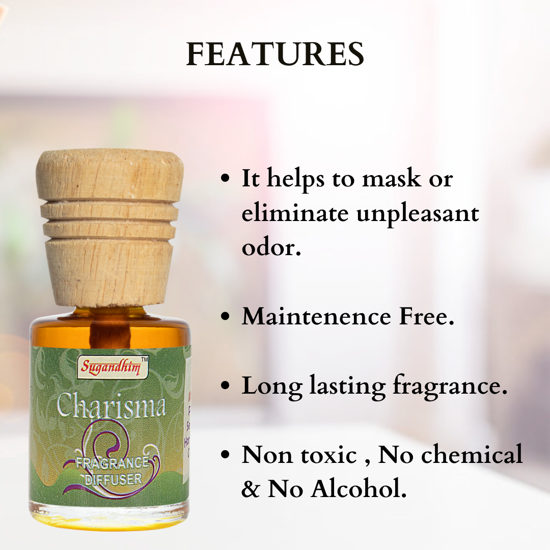 Fragrance Diffuser - Charisma, Mogra & Lemongrass - 10mlX3