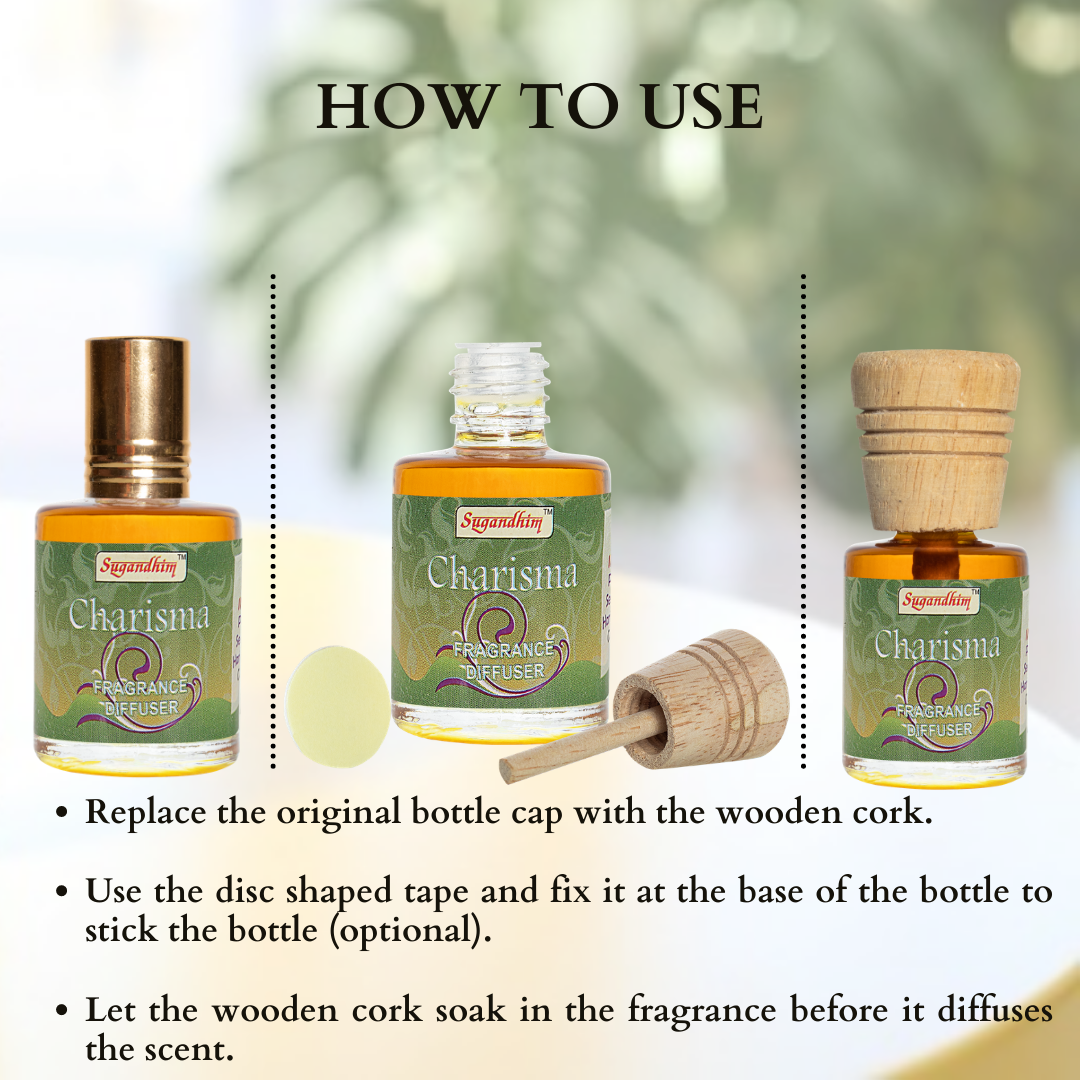 Fragrance Diffuser - Charisma, Mogra & Lemongrass - 10mlX3