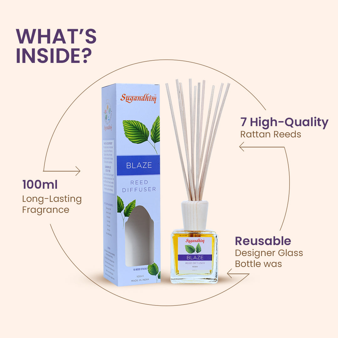 Reed Diffuser Customers favourite - Blaze & Charisma fragrance - 100mlX2 & 5 Sticks in each