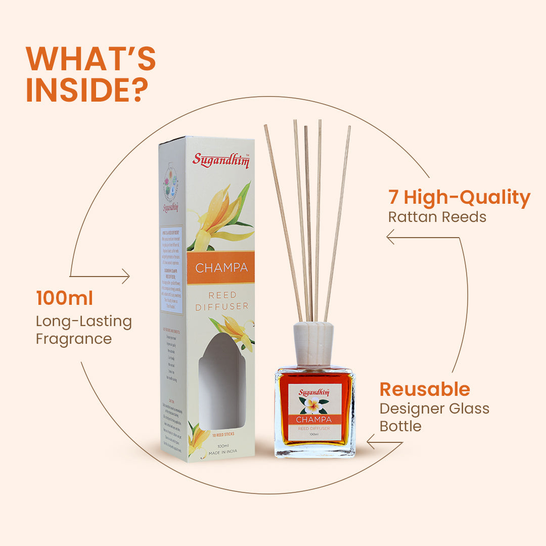 Reed Diffuser - Blaze, Champa & Charisma fragrance - 100mlX3