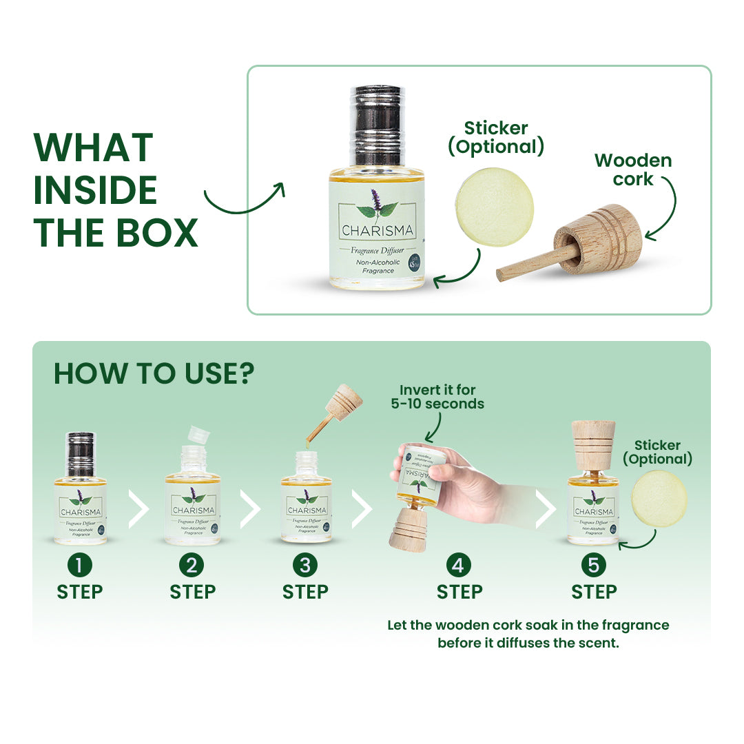 Fragrance Diffuser - Charisma, Mogra & Lemongrass - 10mlX3