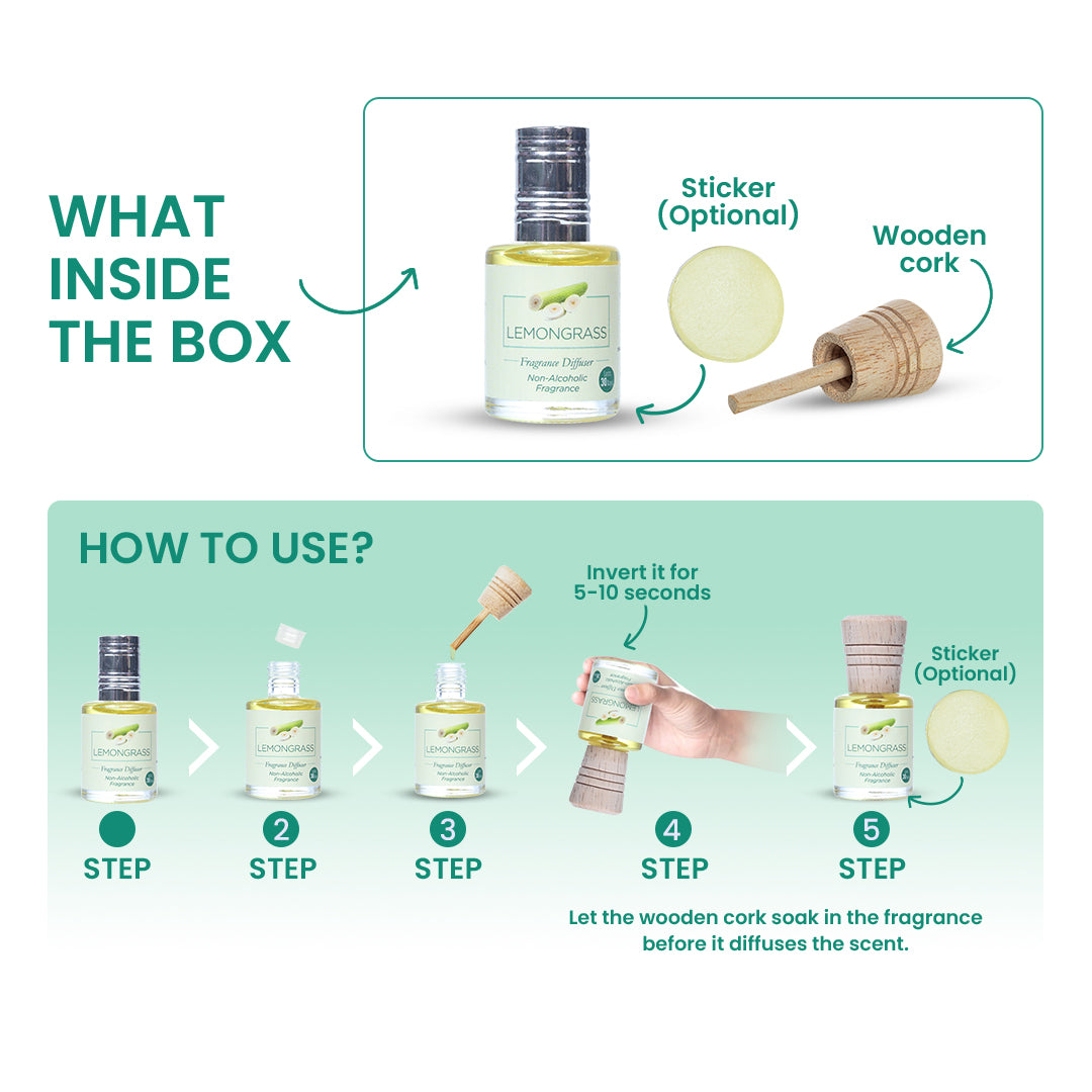 Fragrance Diffusers Fusion Trio - Lemongrass, Mogra & Charisma - 10mlX3