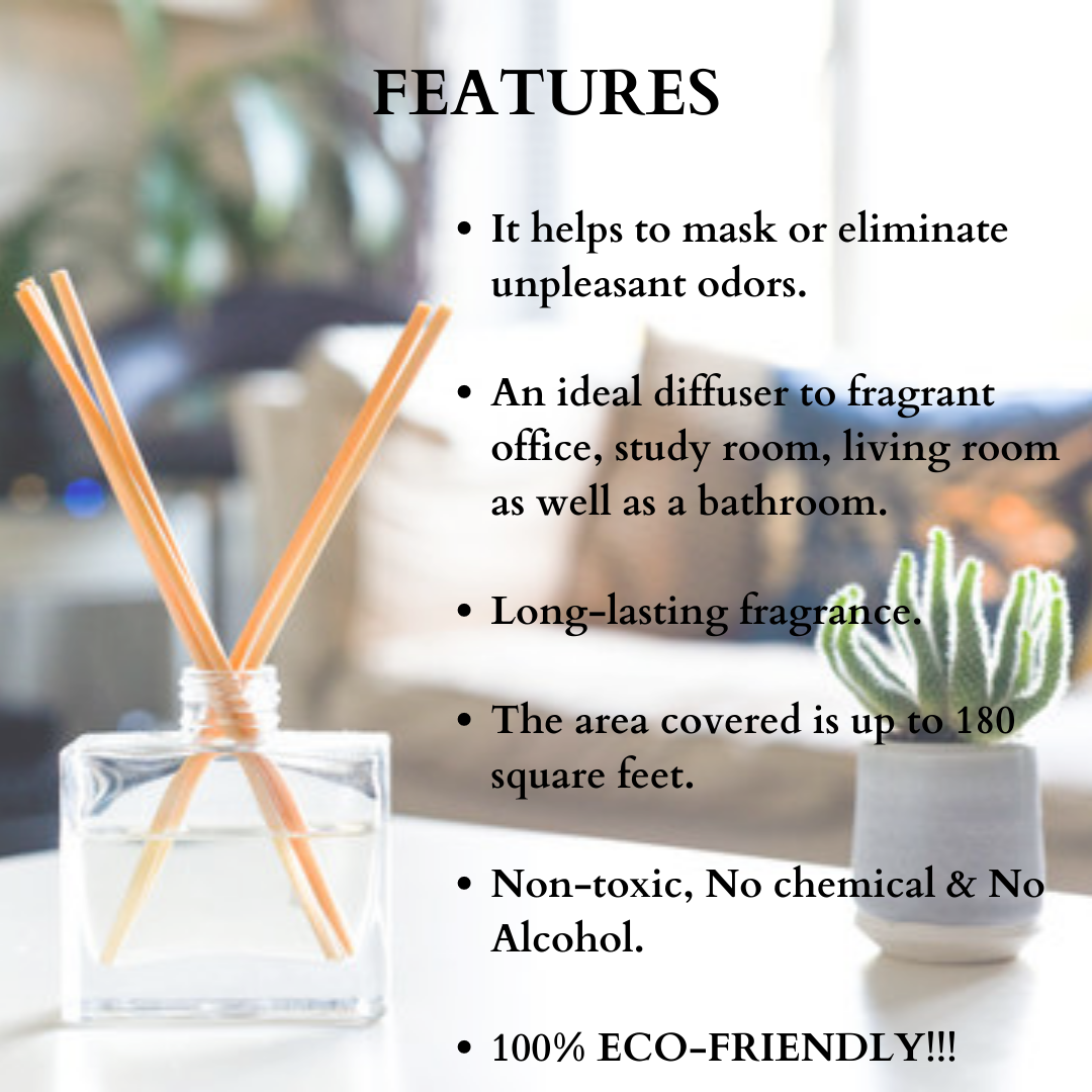 Anandin Reed Diffuser - Riddhi/Mogra Fragrance - 200ml+10Sticks