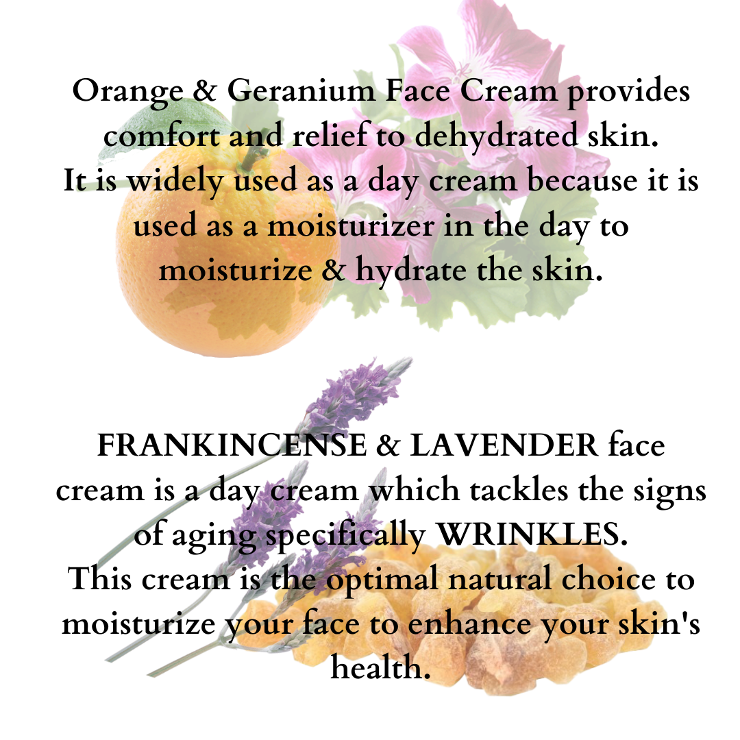 Orange Geranium and Frankincense Lavender Face Creams - 50gmsX2