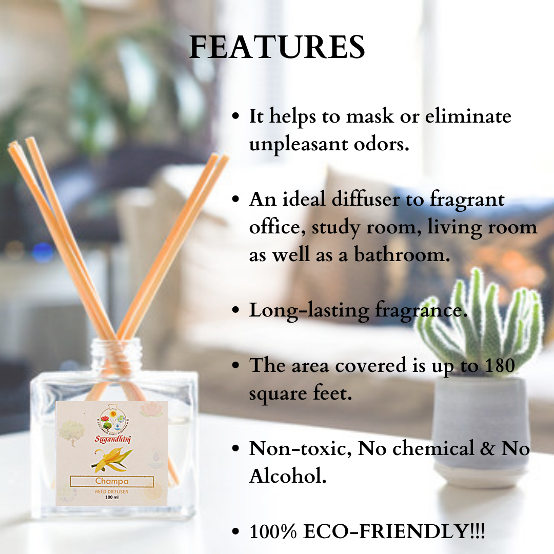 Reed Diffuser Champa - 100ml + 5 Sticks