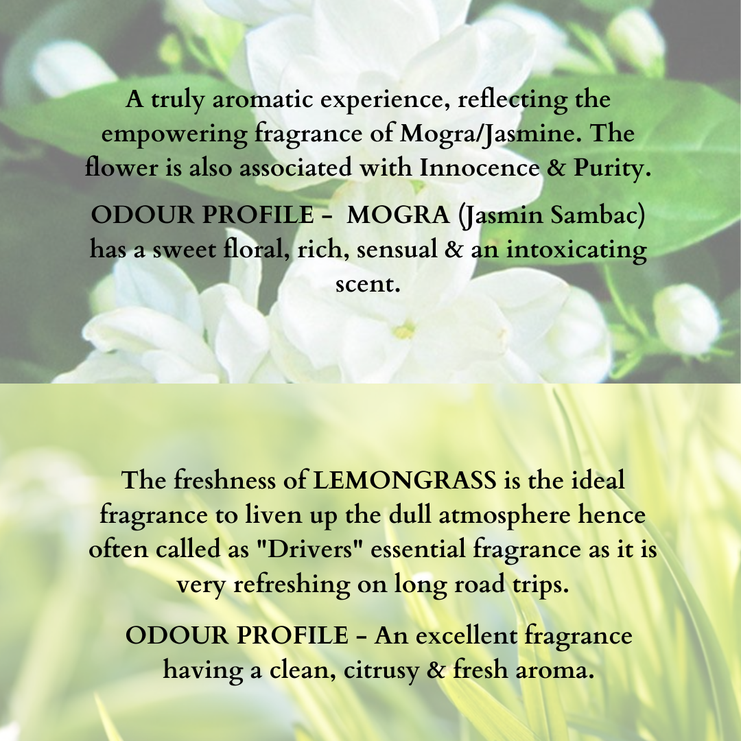 Mahak Mogra & Lemongrass Car Fragrances - 15mlX2