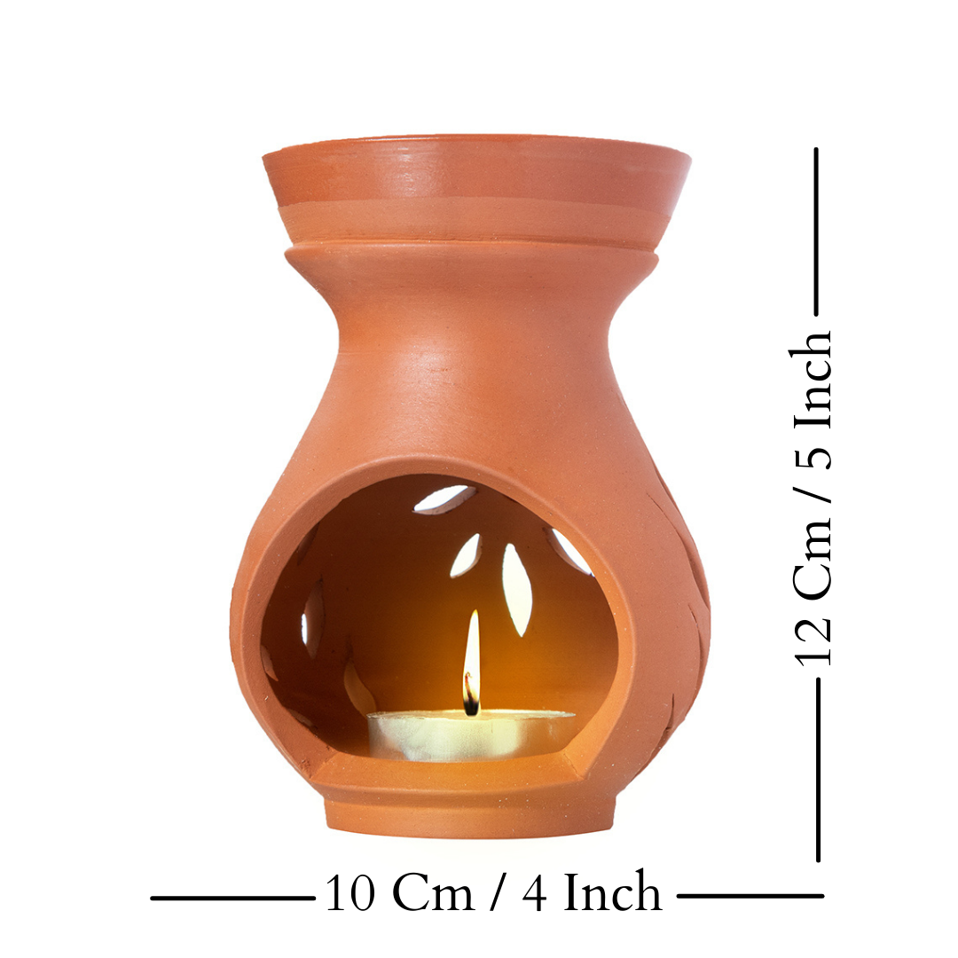 Candle Diffuser Teracotta with 10ml Lemongrass Essential Oil - Brown Colour