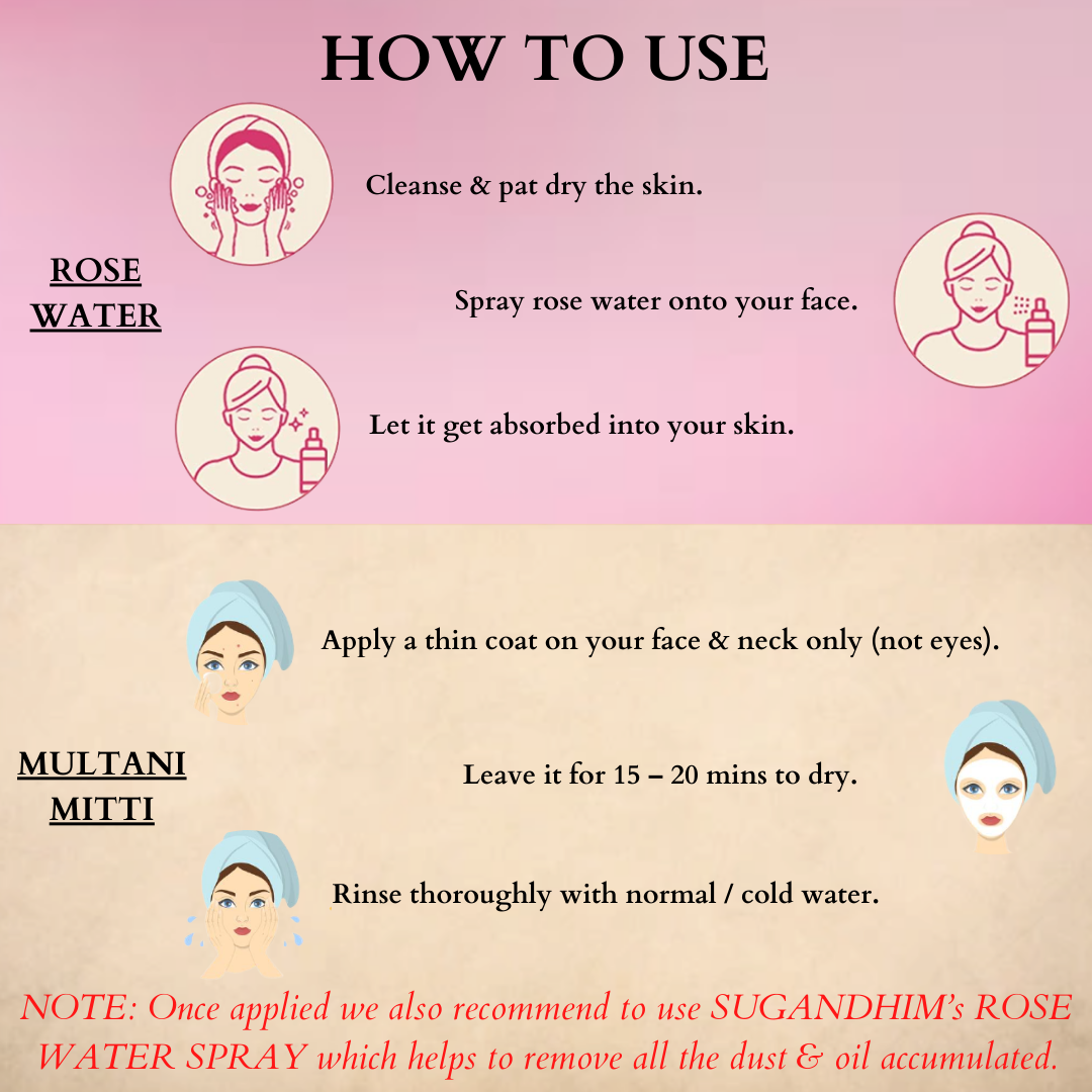 Multani Mitti Face Pack & Rose Water Spray - 50gmsX1 & 100mlX1