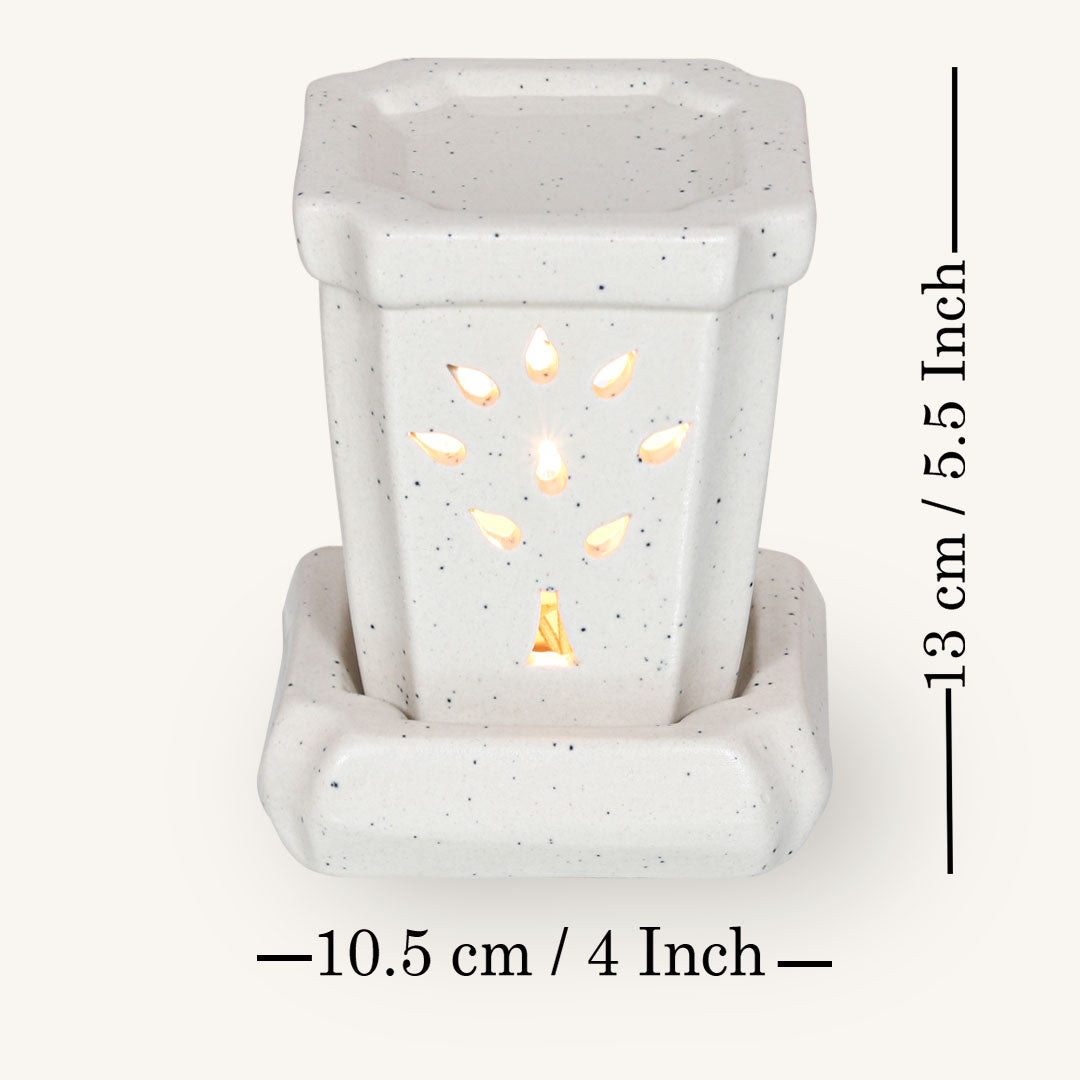 Electric Diffuser with 10ml Lemongrass Essential Oil - White With Black Dots Colour