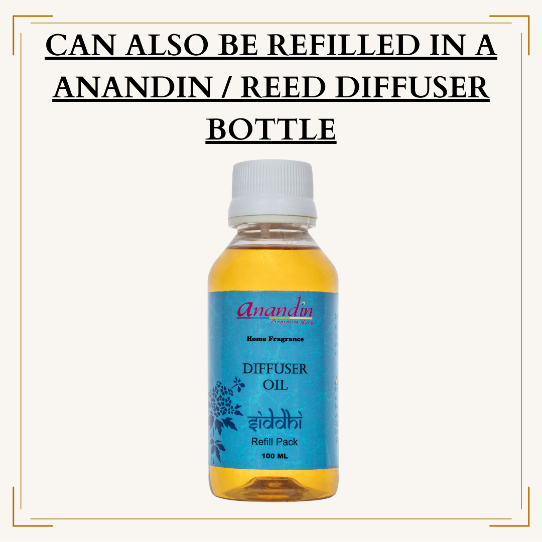 Anandin Diffuser Oil Refill - Siddhi/Charisma Fragrance - 100ml+5 Sticks