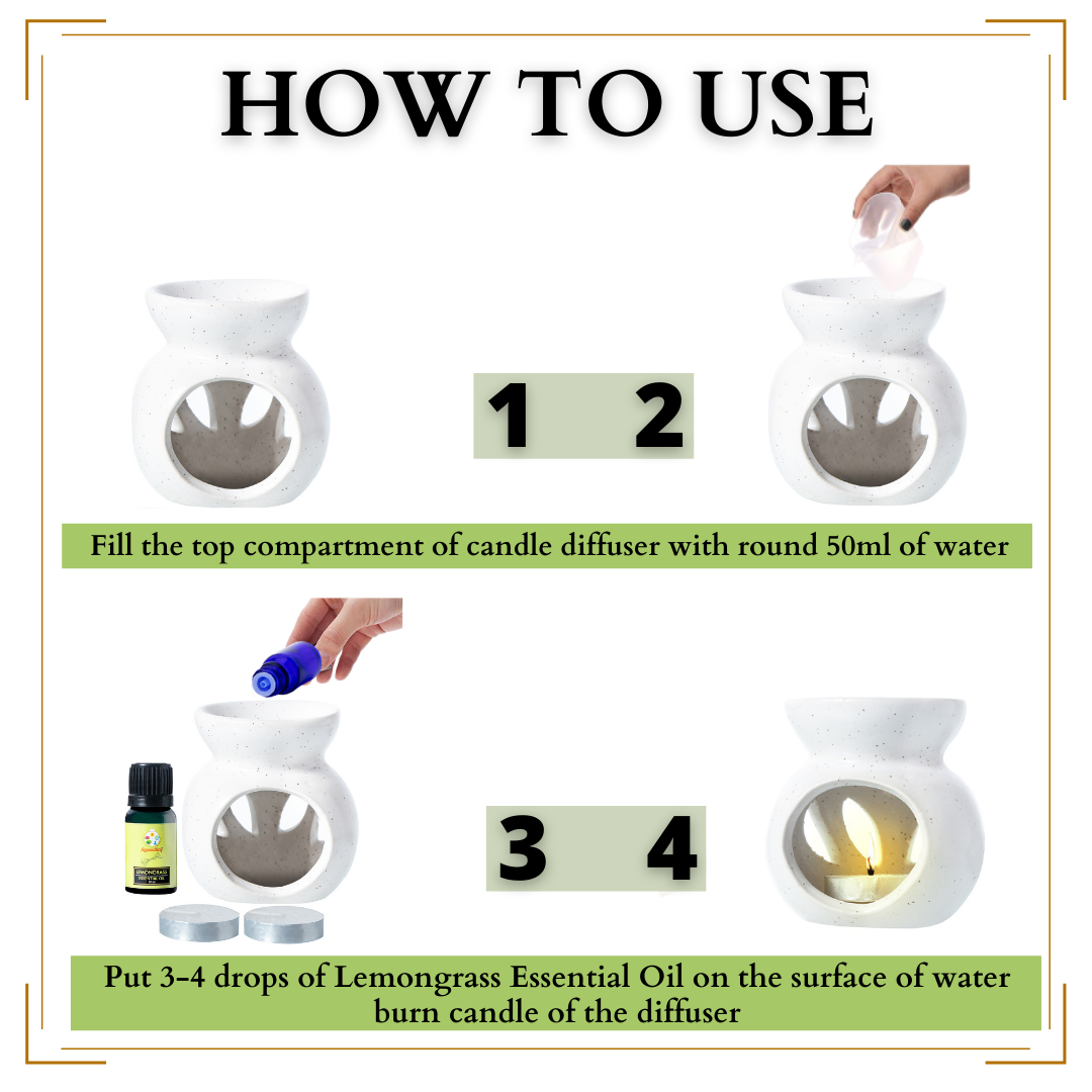Candle Diffuser Ceramic with 10ml Essential Oil - White Colour