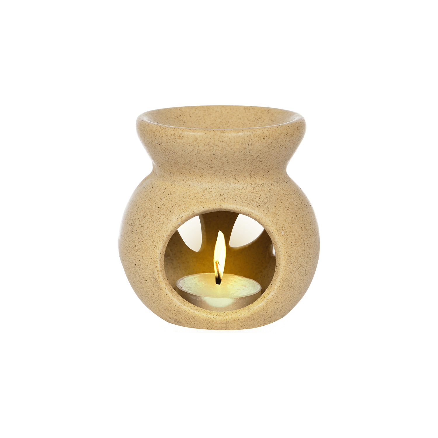 Candle Diffuser Ceramic With 10ml Lemongrass Essential Oil - Beige Colour