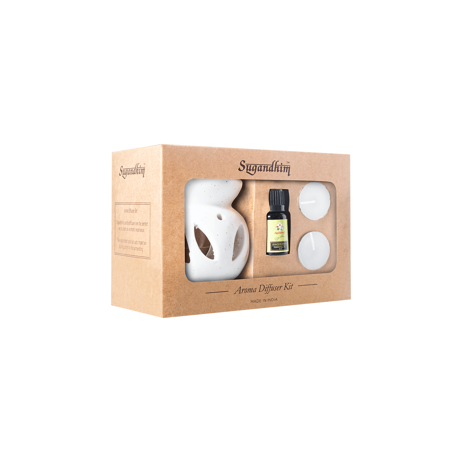 Candle Diffuser Ceramic with 10ml Essential Oil - White Colour