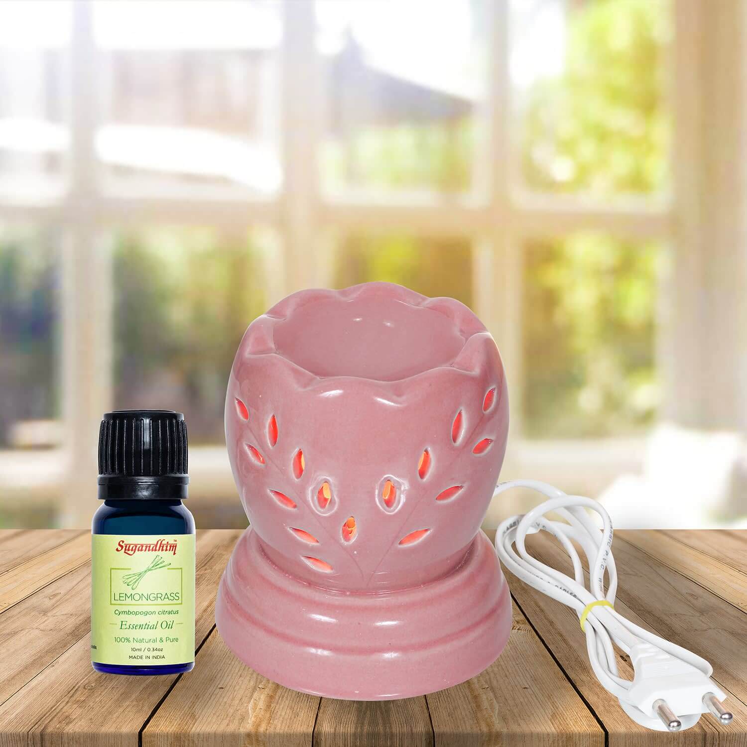 Electric Diffuser with 10ml Lemongrass Essential Oil - Charming Pink Colour