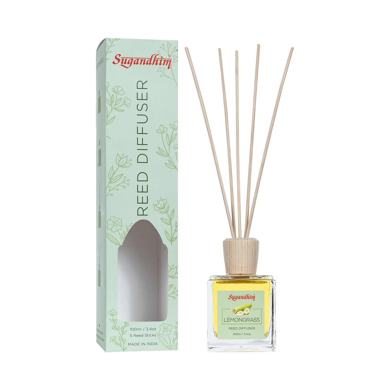 Reed Diffuser Lemongrass - 100ml + 5 Sticks