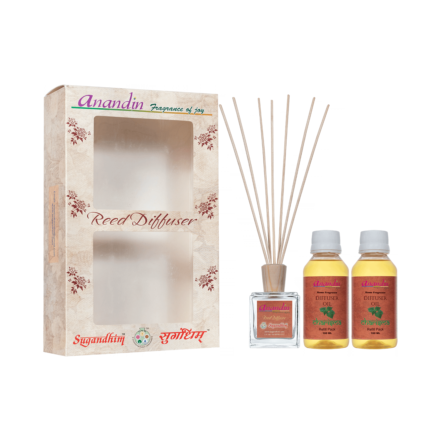 Anandin Reed Diffuser - Charisma Fragrance - 200ml + 10 Sticks