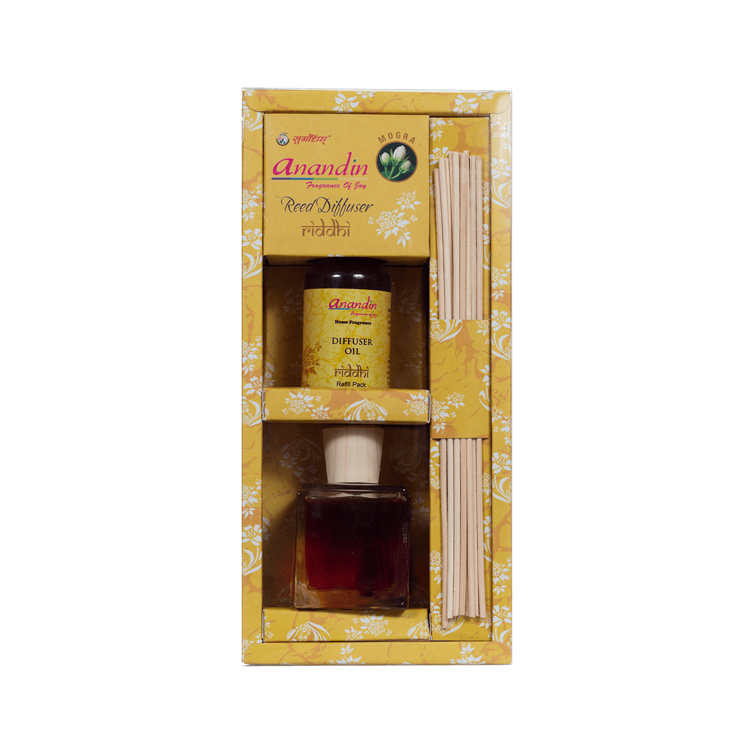 Anandin Reed Diffuser - Riddhi/Mogra Fragrance - 200ml+10Sticks