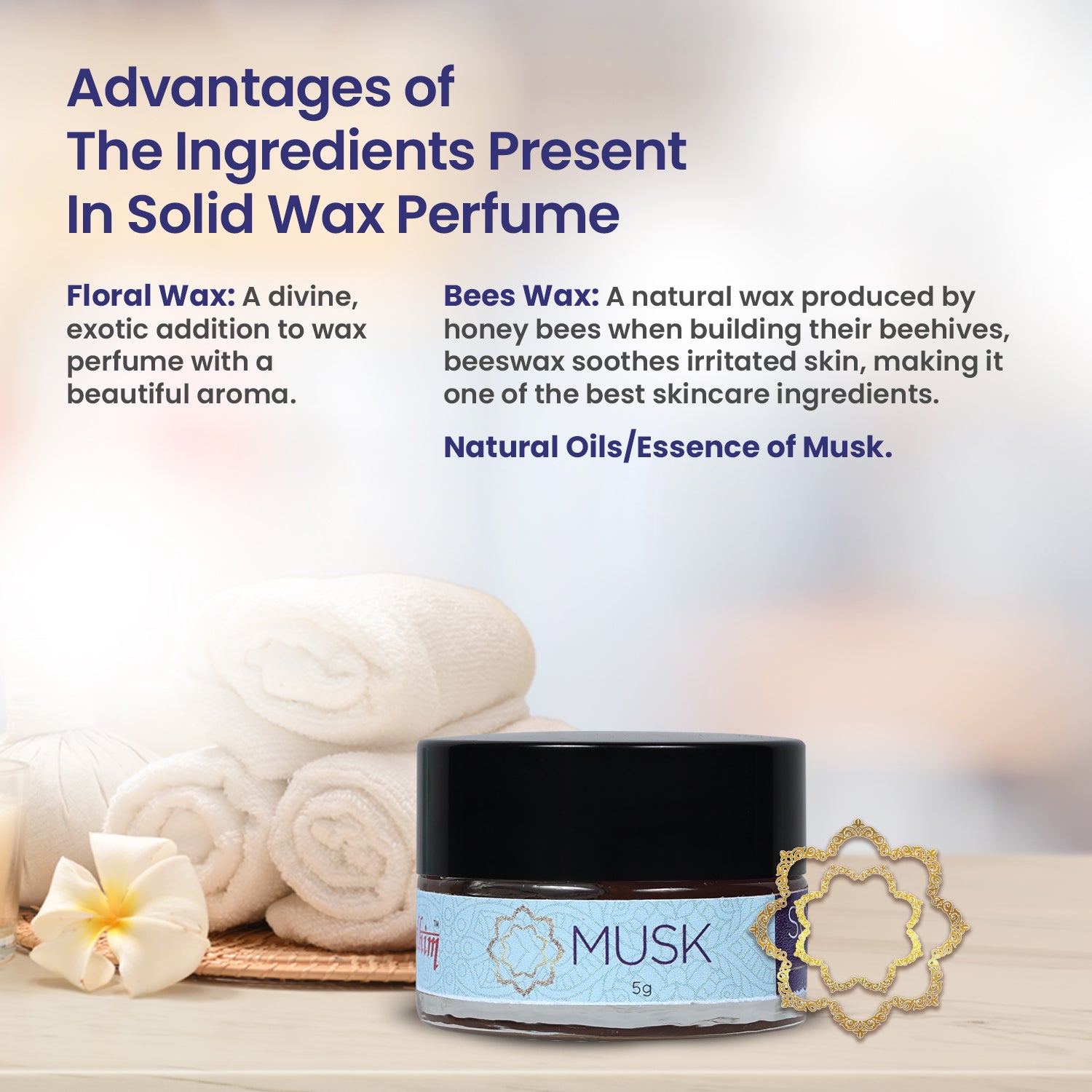 Solid Wax Perfume Musk Fragrance - 5gms