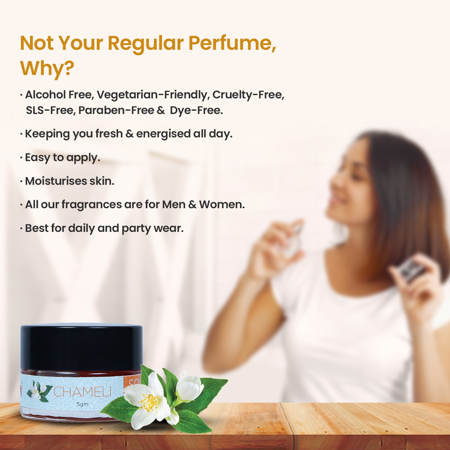 Solid Wax Perfume Chameli Fragrance - 5gms
