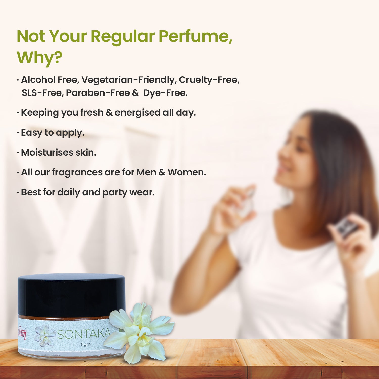 Solid Wax Perfume Sontaka Fragrance - 5gms