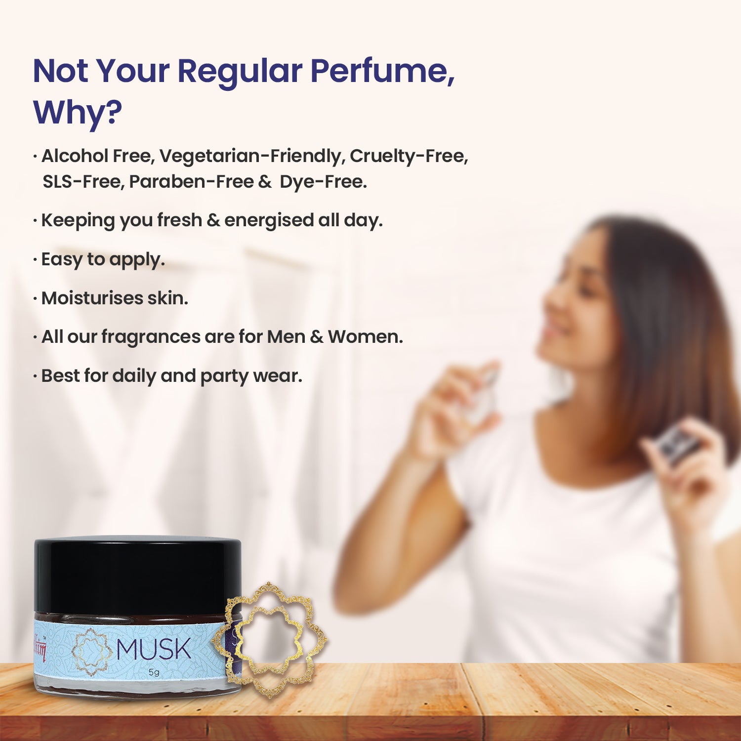 Solid Wax Perfume Musk Fragrance - 5gms
