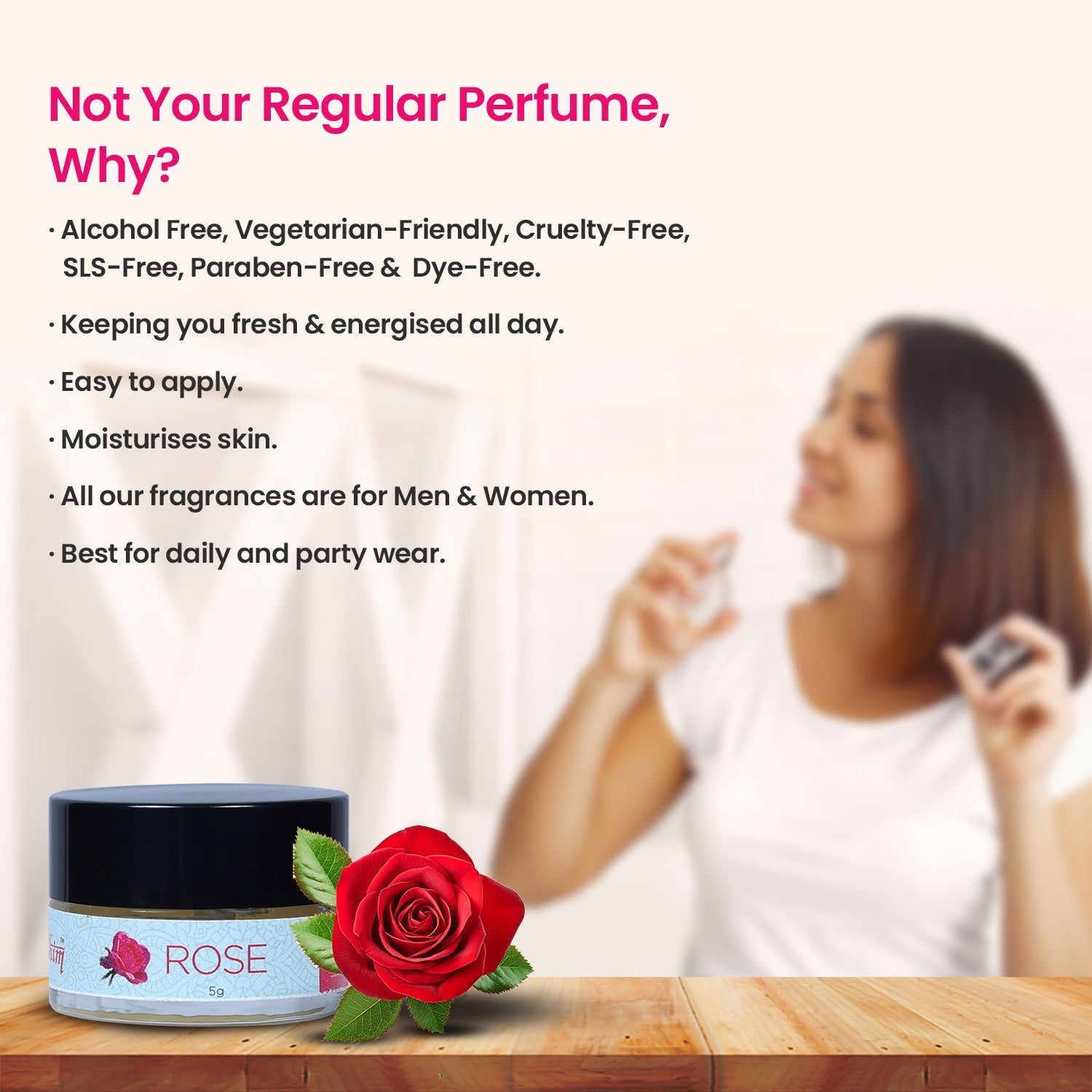 Solid Wax Perfume Rose Fragrance - 5gms
