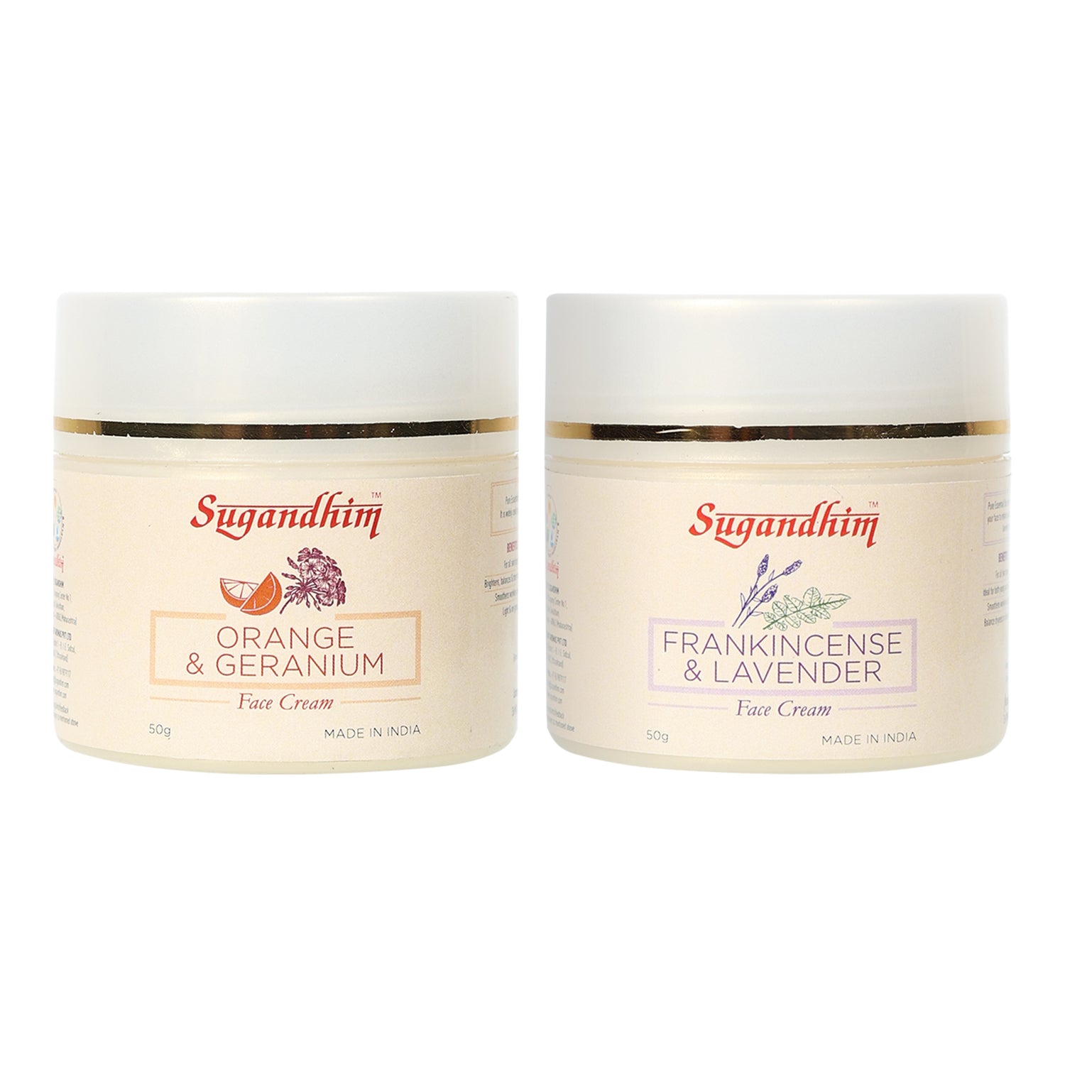 Orange Geranium and Frankincense Lavender Face Creams - 50gmsX2