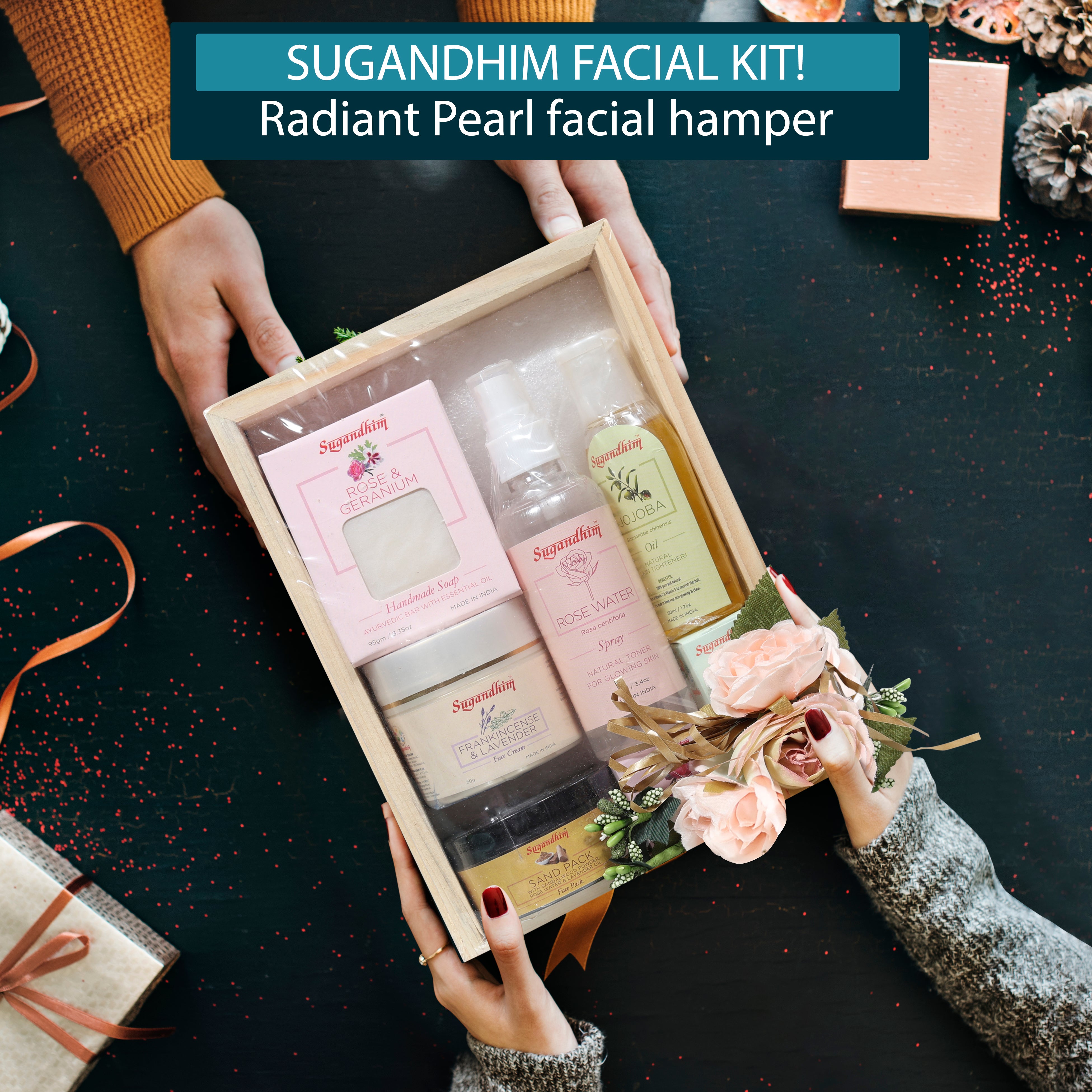 Sugandhim Facial Kit Gift - 6 Products with Wooden Tray