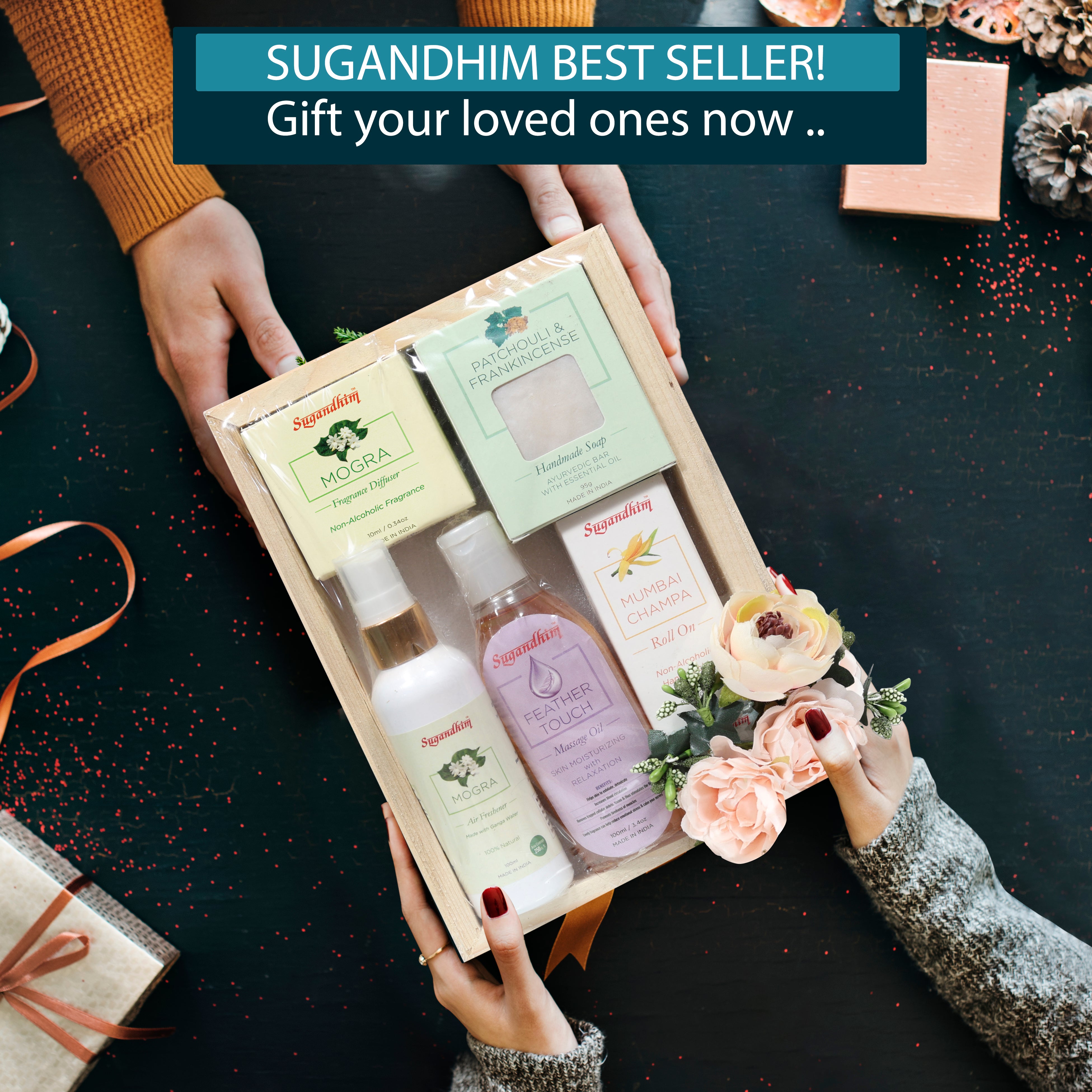 Sugandhim Best sellers Gift - 5 Products with Wooden Tray