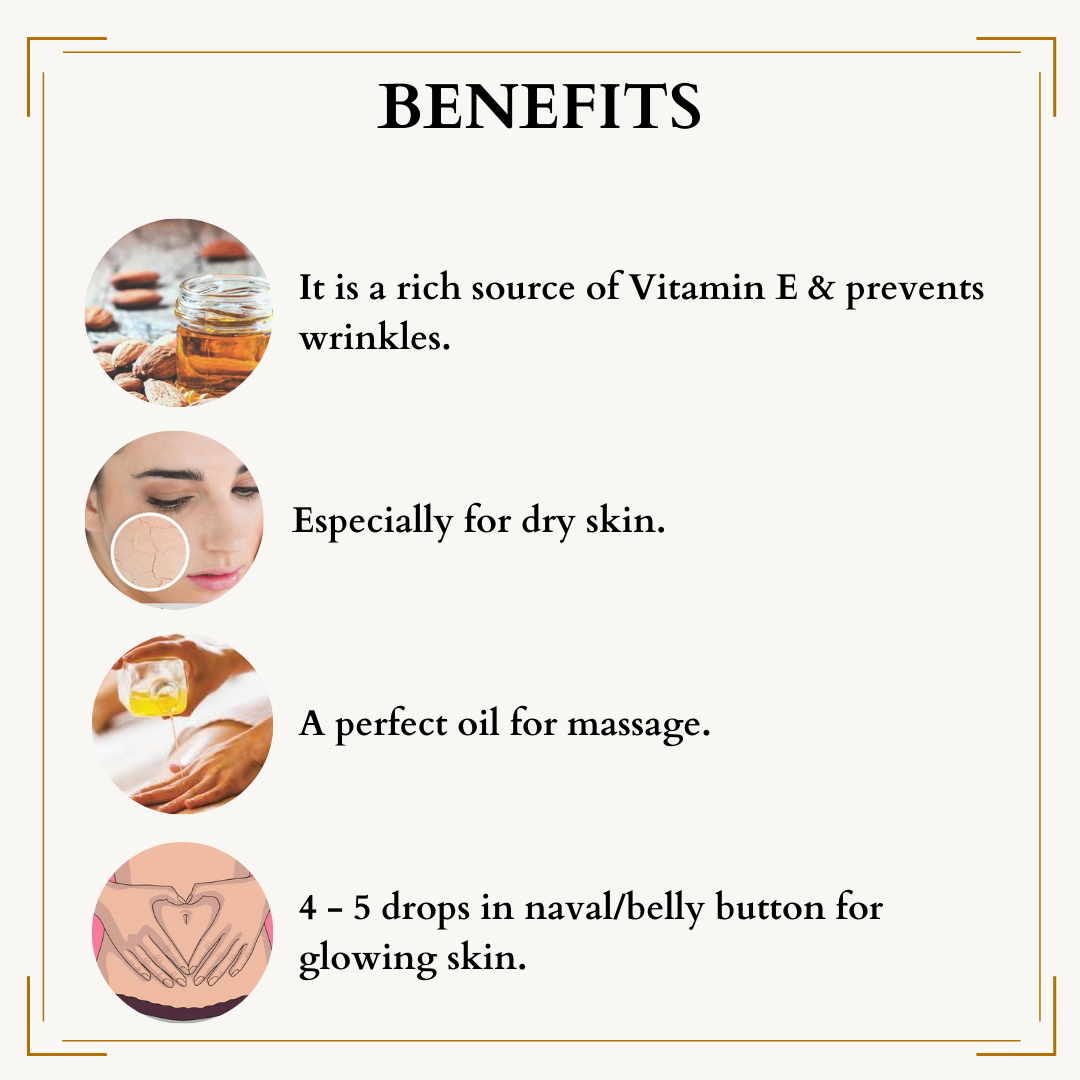 Almond Massage Oil for Body, Hair & Scalp - 100ml/500ml